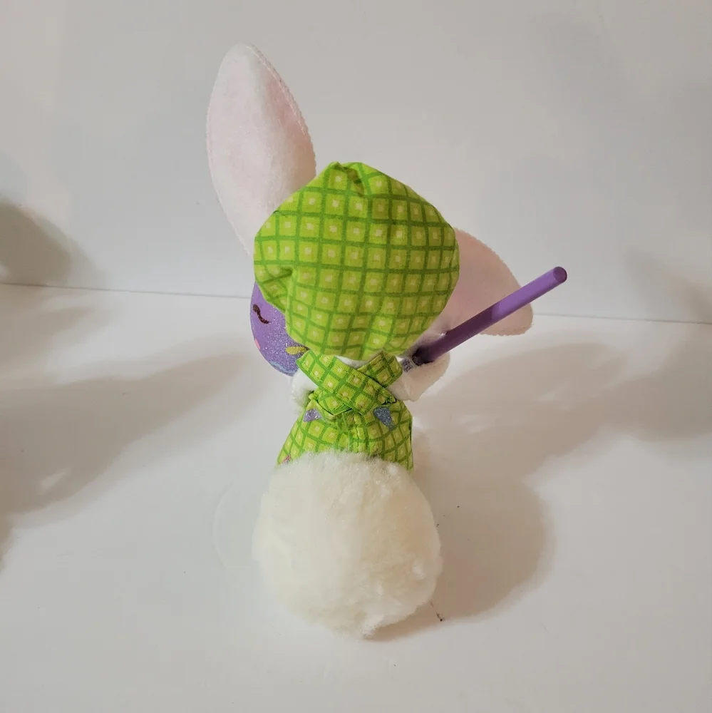 Annalee Easter Bunny With Paint Brush And Egg 2008 Green Lavender